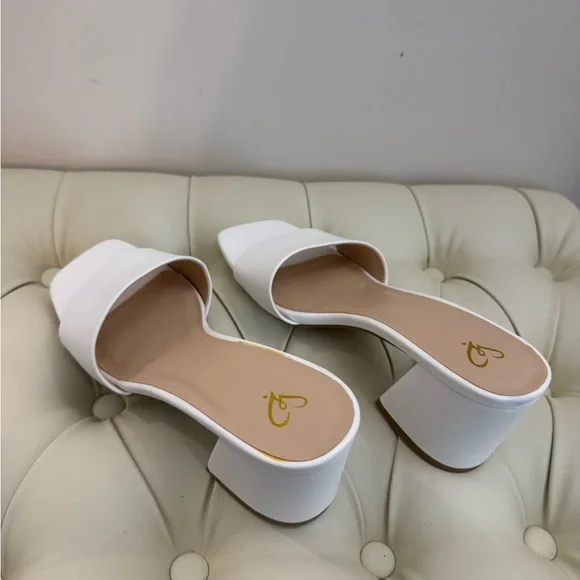 Windsor White Wedge Sandal Slides - Picture 2 of 5